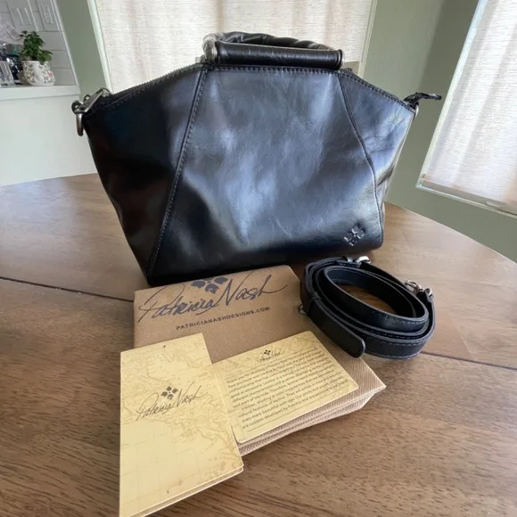 Patricia Nash Holland Top-Handle Black Leather Satchel/Crossbody P155106 EUC - Picture 15 of 16